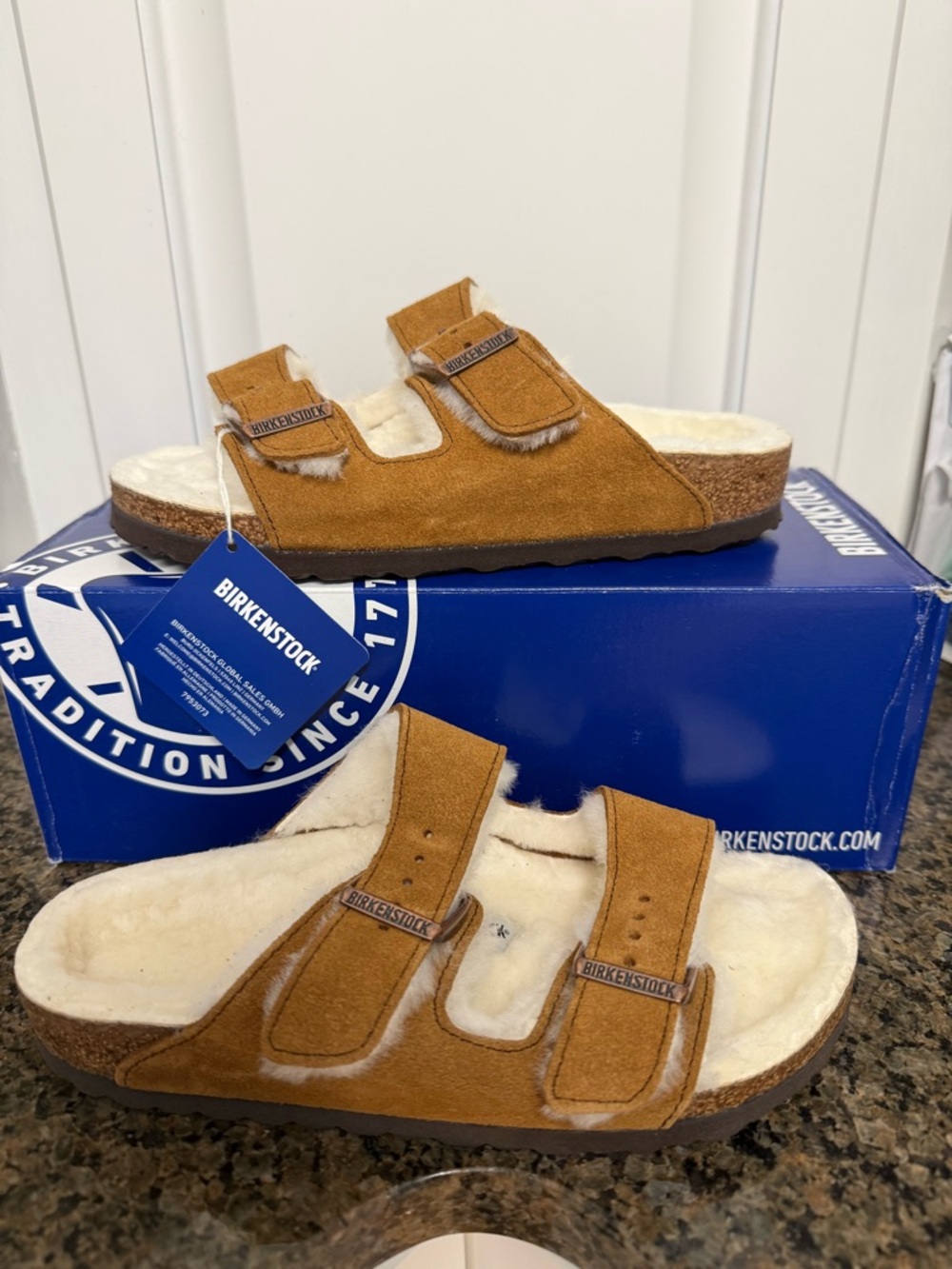Birkenstock Arizona Shearling Mink Women’s Size 5 Men’s Size 3 36 EU Narrow New